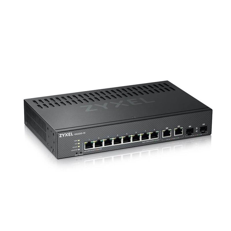 ZyXEL GS2220-10 52-Port Smart Managed Switch 48x GbE PoE+ 375W, 4x 10G SFP+ Rack